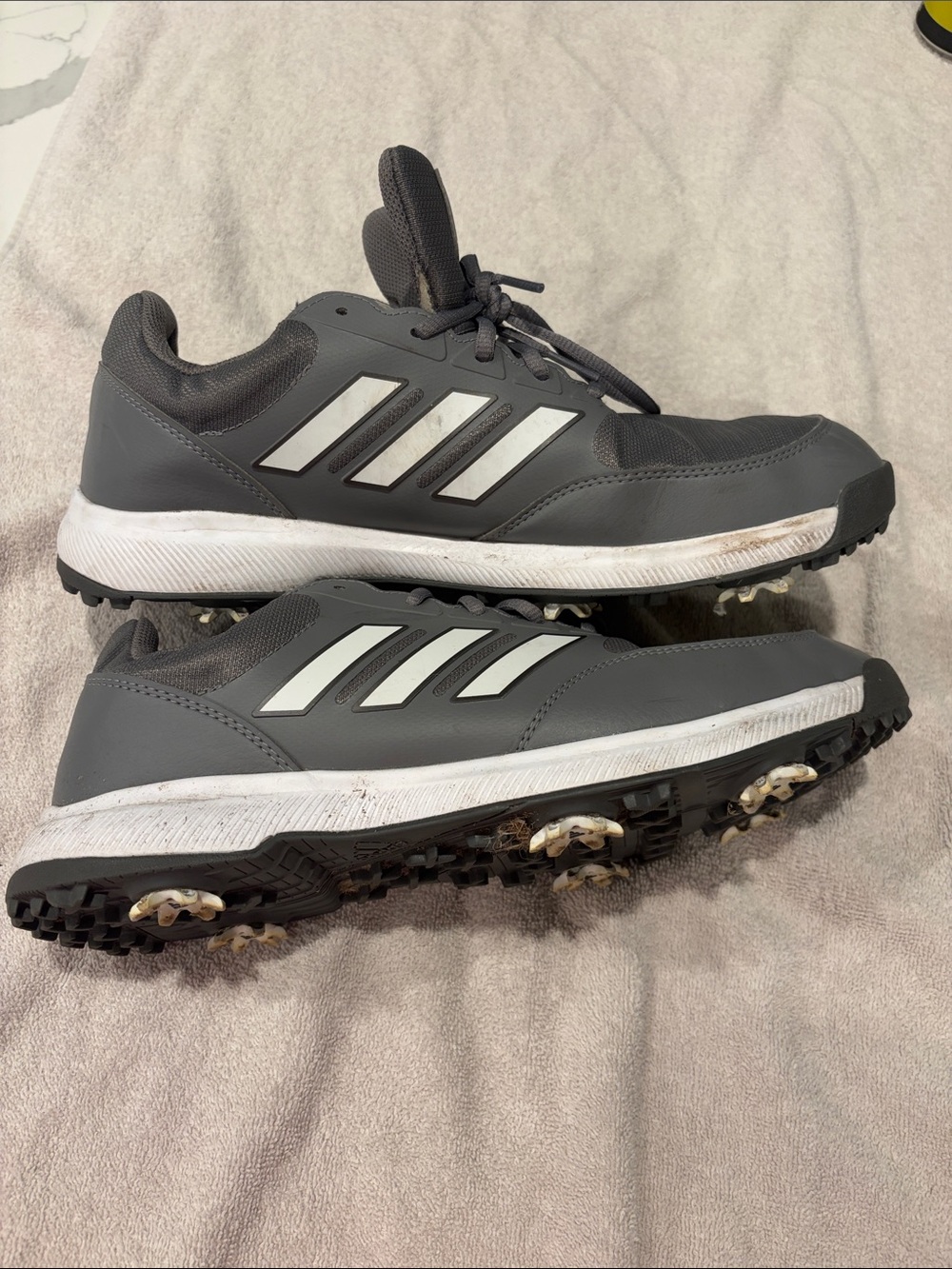 adidas Gray and White Golf Spiked Shoes